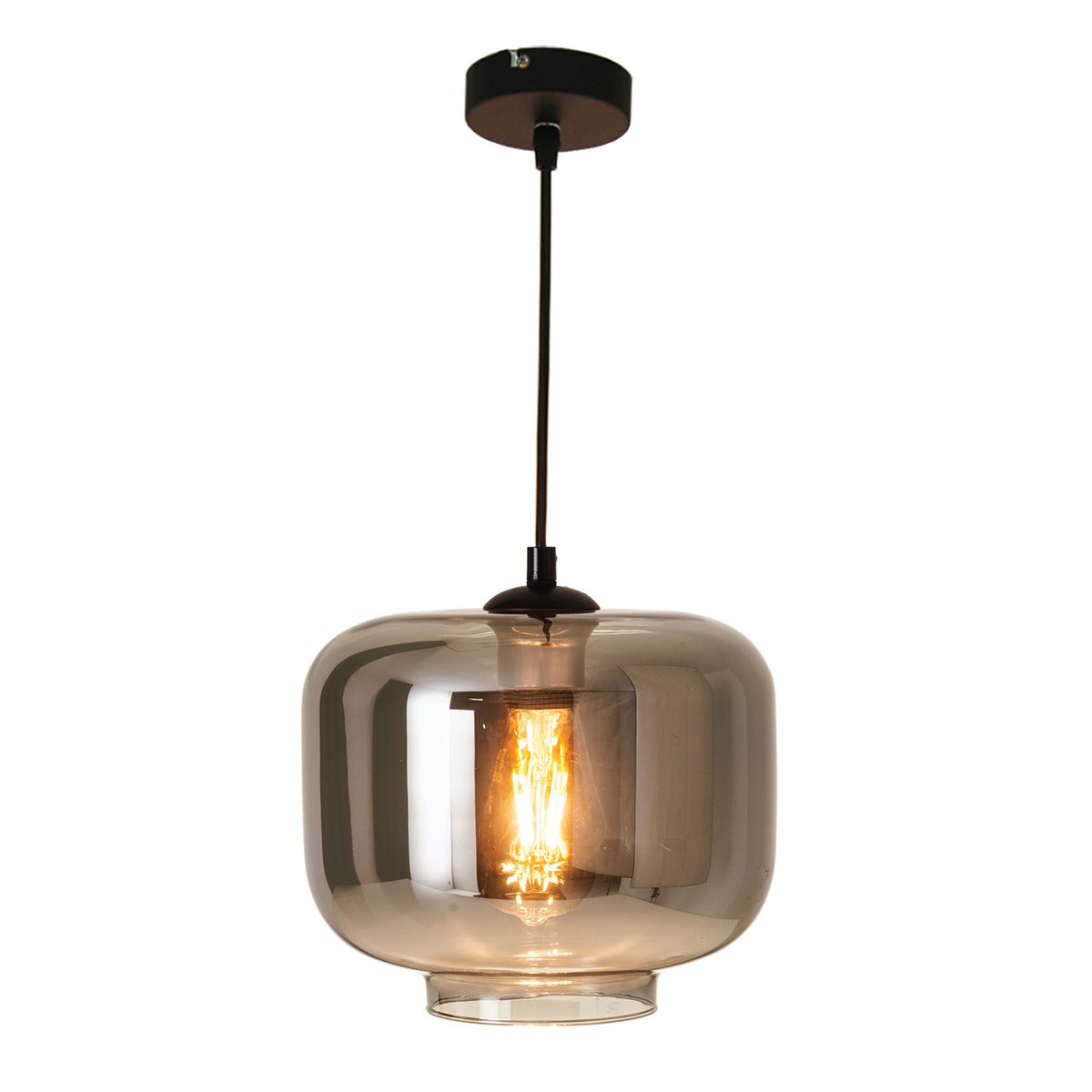Hanger lamp "vaso", retro, hanglamp, metaal en rookglas in antraciet, E27 -aansluiting, voor eetkamer, woonkamer, gang of kantoor, met een Øvon 25 cm