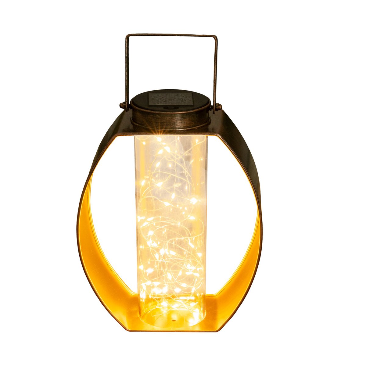 LED ZONNELIJKE LICHT "Fairylight" voor terras en balkon, LED -tafellamp gemaakt van metaal gemaakt van zwart en goud en acryl, stevig gebouwd -in LED's, decoratie Solar Light 26 x 19,5 x12,5 cm