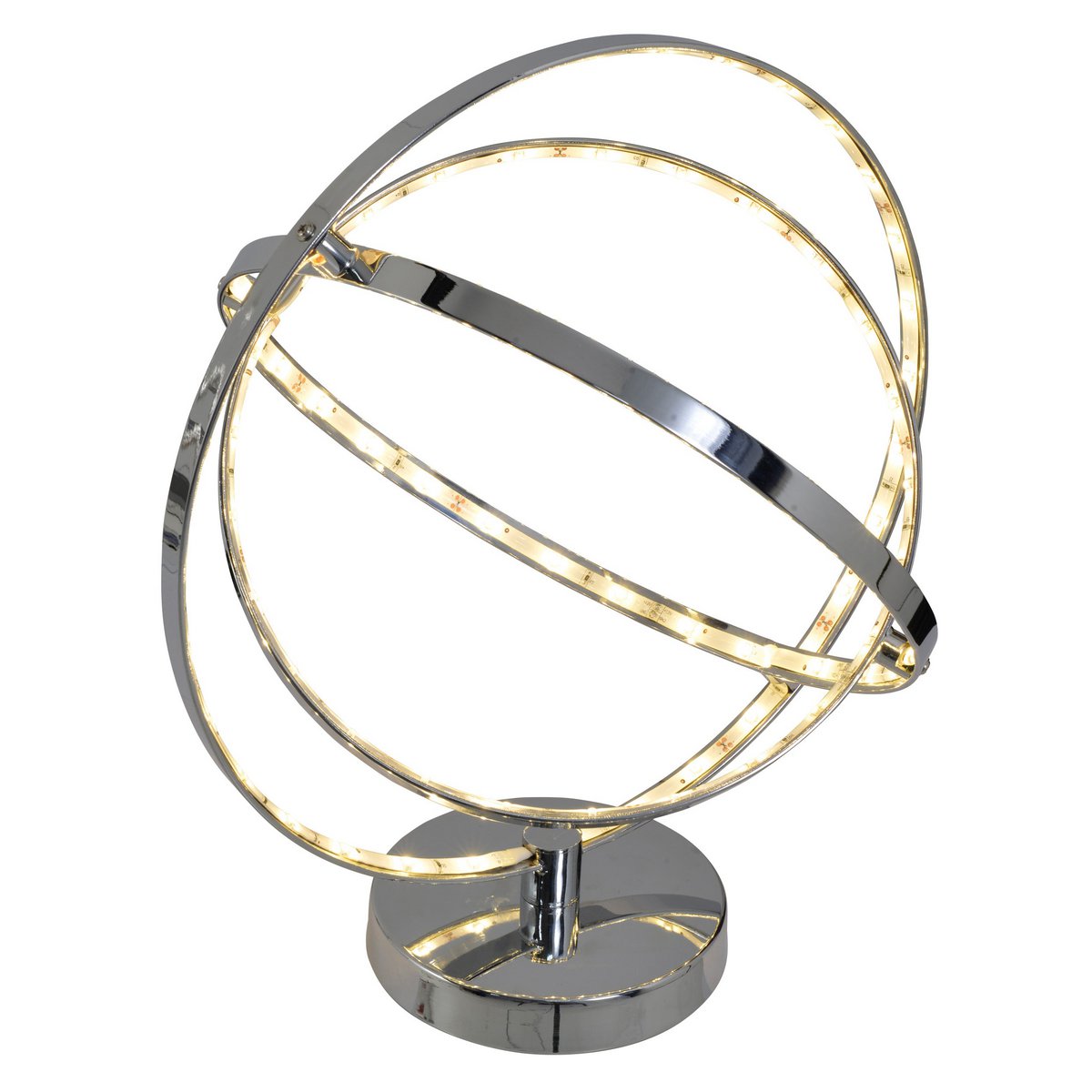 LED -tafellamp 39 cm, chroom -gekleurd metaal, geïntegreerde LED's.