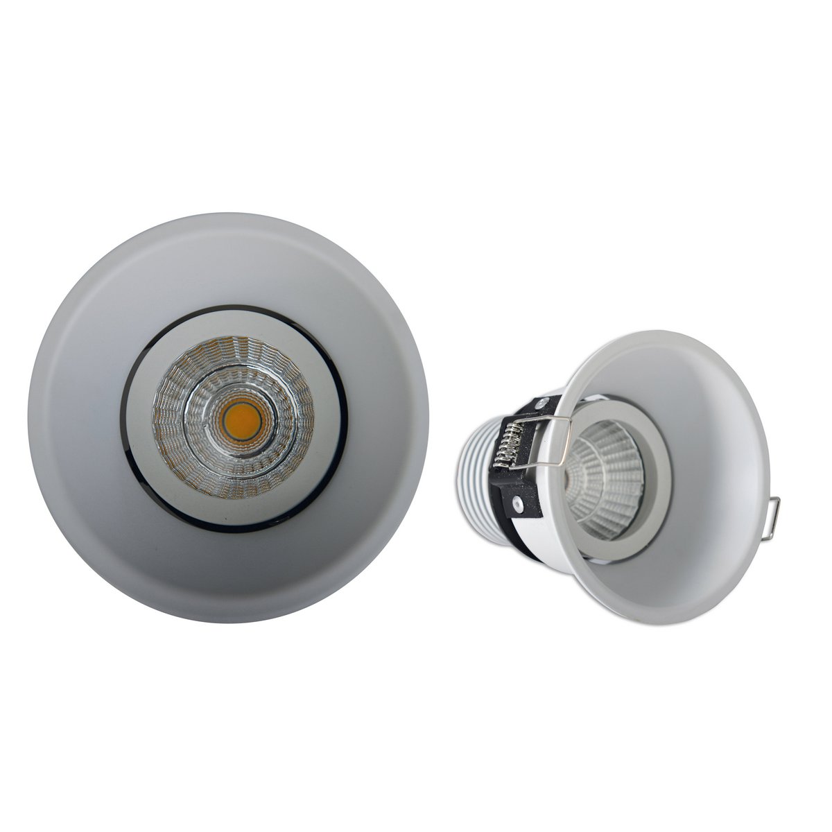 LED gebouwd -In Spot "Taro" Ø 9,4 cm, 10 cm diep, gemaakt van wit metaal, 6 watt, warm wit