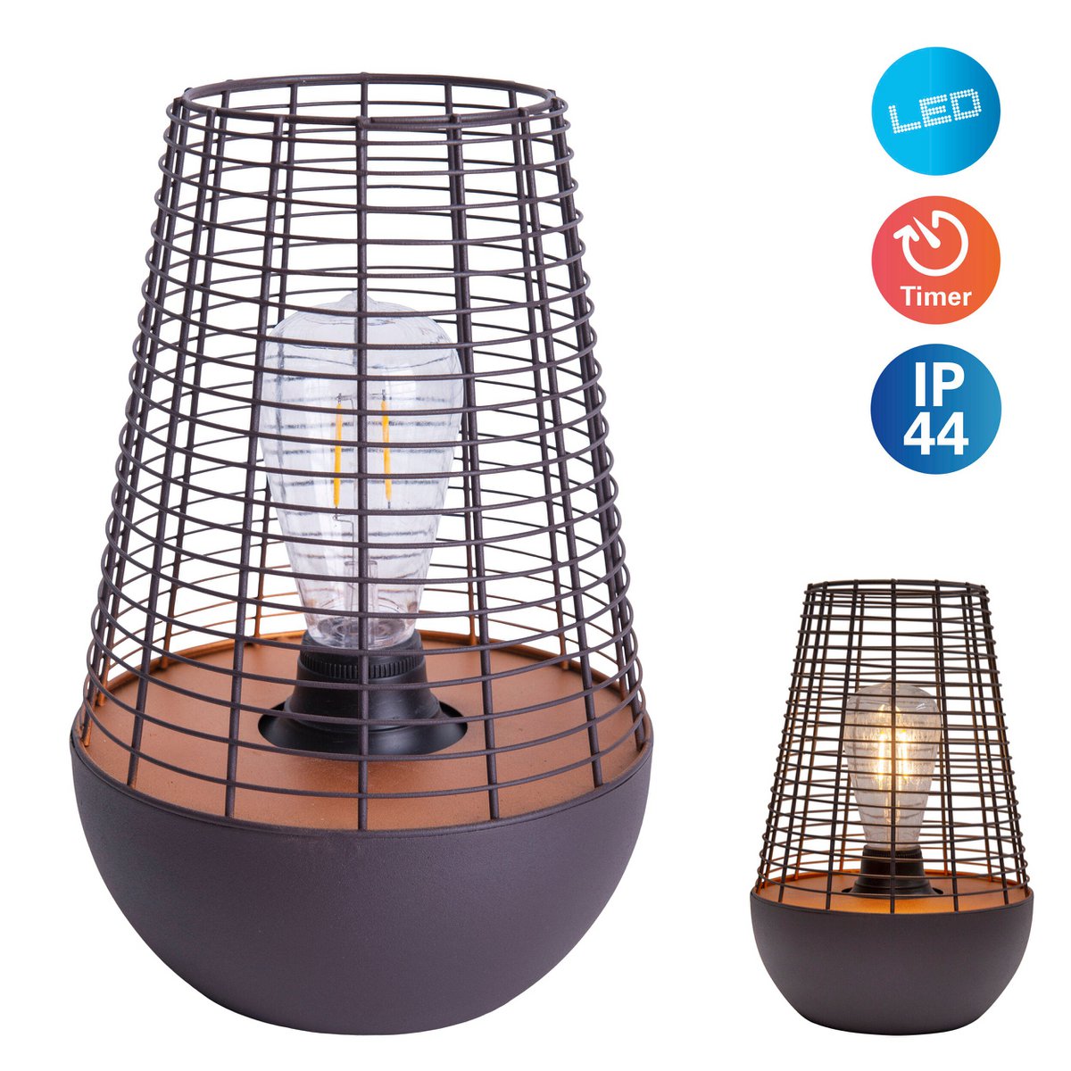 LED Decol Light 27 cm hoog, gemaakt van metaal in zwart, stevig gebouwd -in LED, decoratie voor buiten