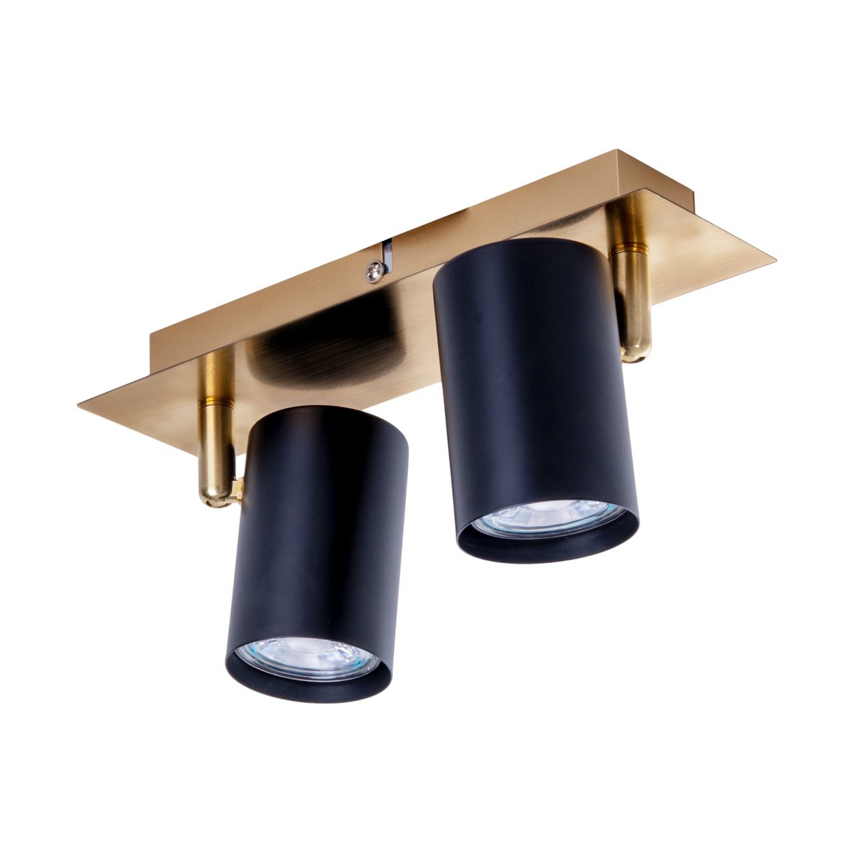 Muur- en plafondlamp met 2 zitplaatsen "Frida" in metalen zwart / goud, plafond schijnwerpers, GU10, plafondlamp voor eetkamer, woonkamer, gang of kantoor, 24 cm lang