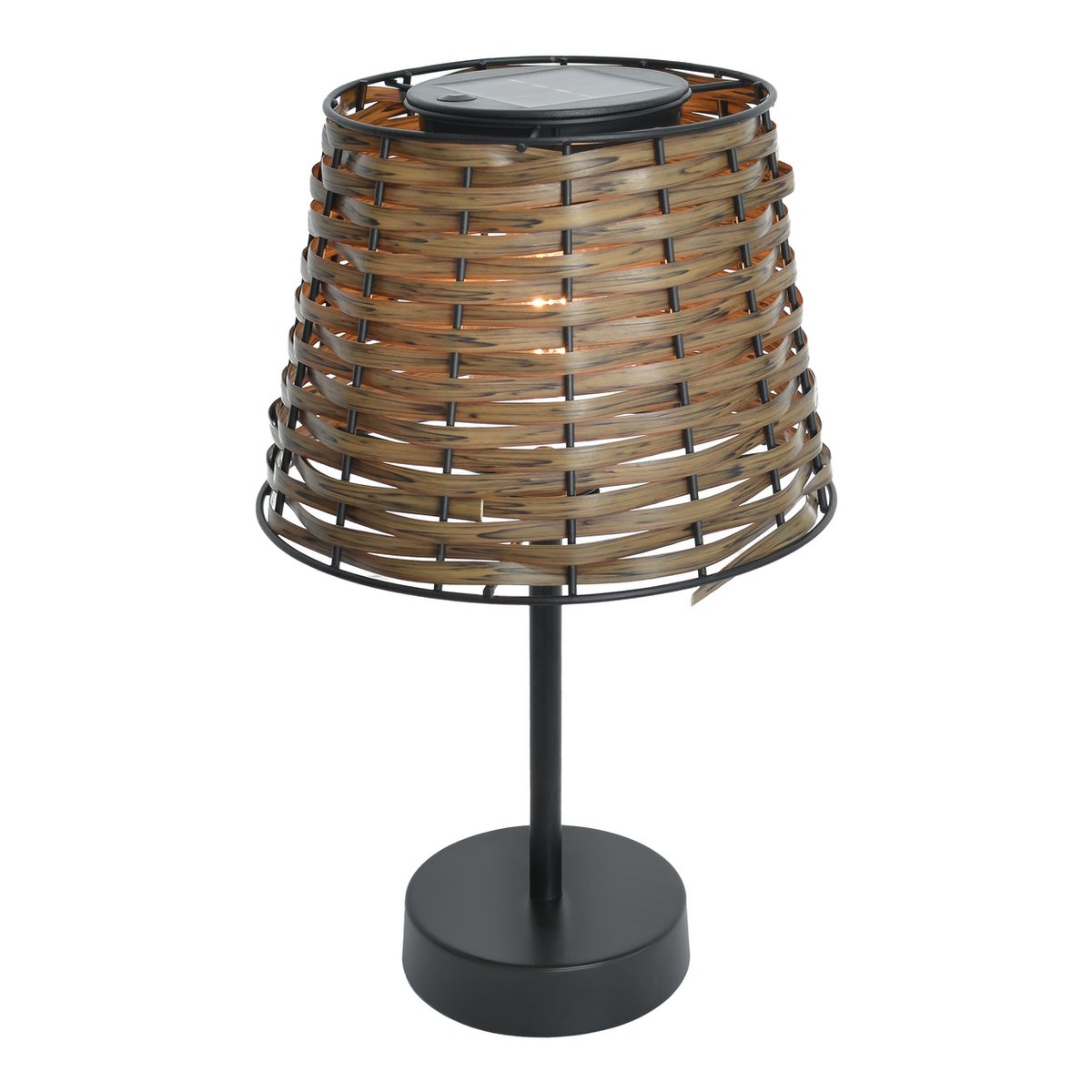 Solar-Table Light Rattan "Rada" in bruin, met schemeringsensor, warm wit, 31 cm hoog, voor de buitenruimte