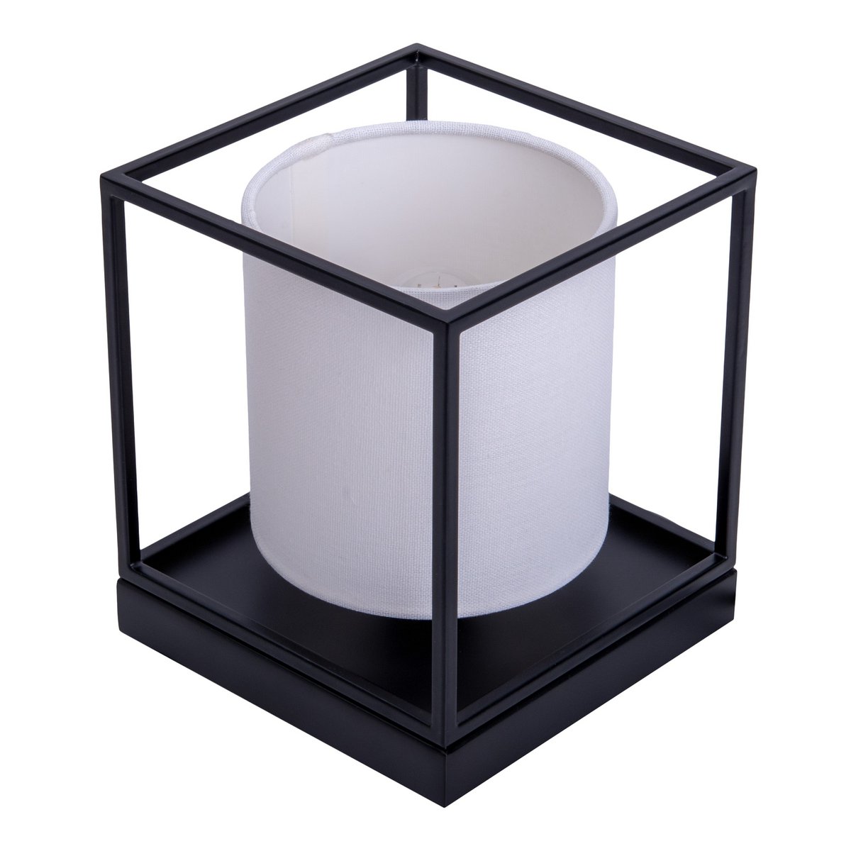 Tafellamp "Beta" wit gemaakt van metaal met stof paraplu in wit, met E14 -aansluiting, lamp voor woonkamer, eetkamer, gang en kantoor, 15 x 15 x 17 cm