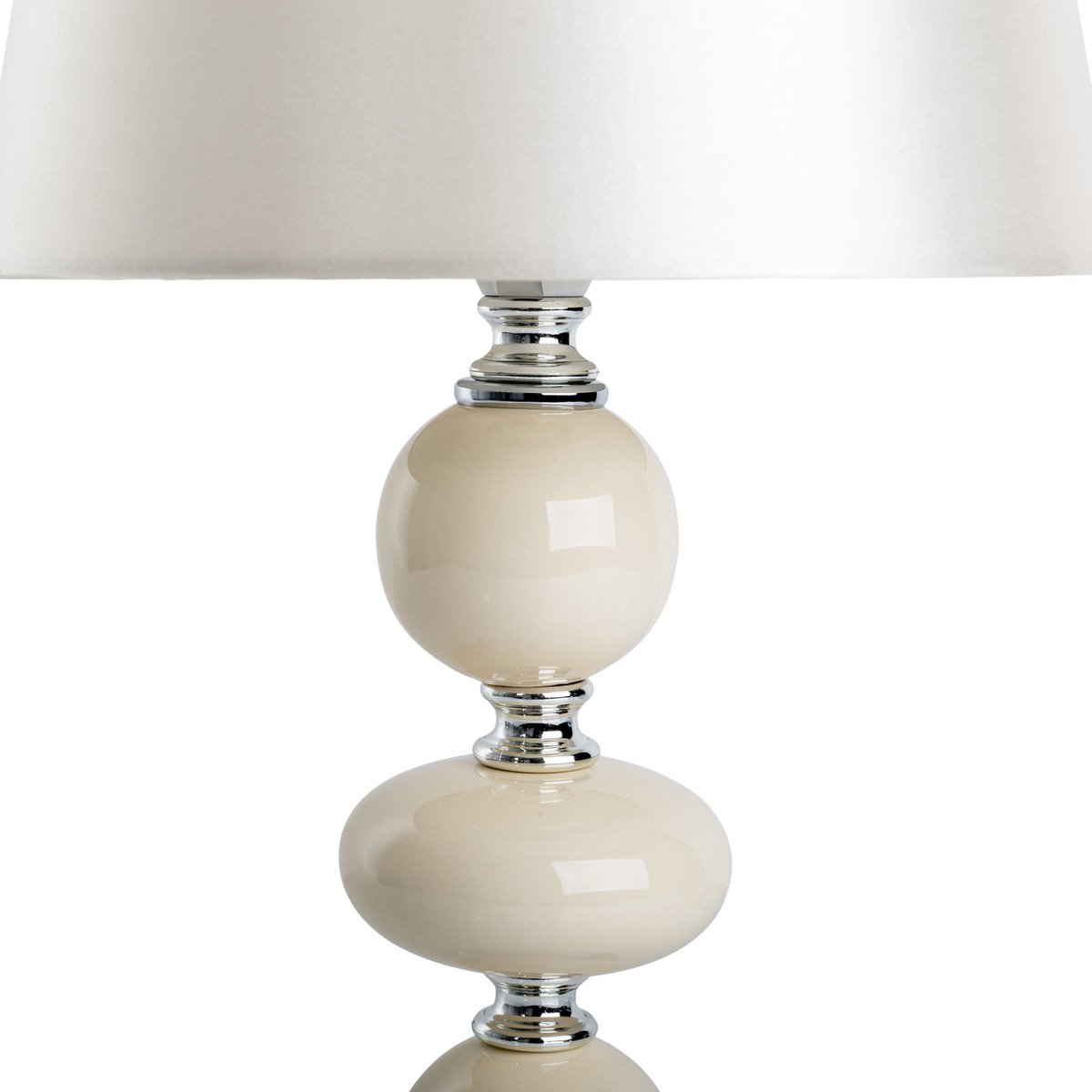 Keramische tafellamp "Araga" 36 cm hoog, tafellamp gemaakt van metaal, keramiek, met tekstbladen, beige, met E14 -aansluiting, verlichting voor eetkamer, woonkamer, gang of kantoor