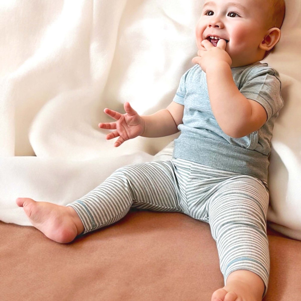 OrganicEra biologische babylegging, aqua gestreept