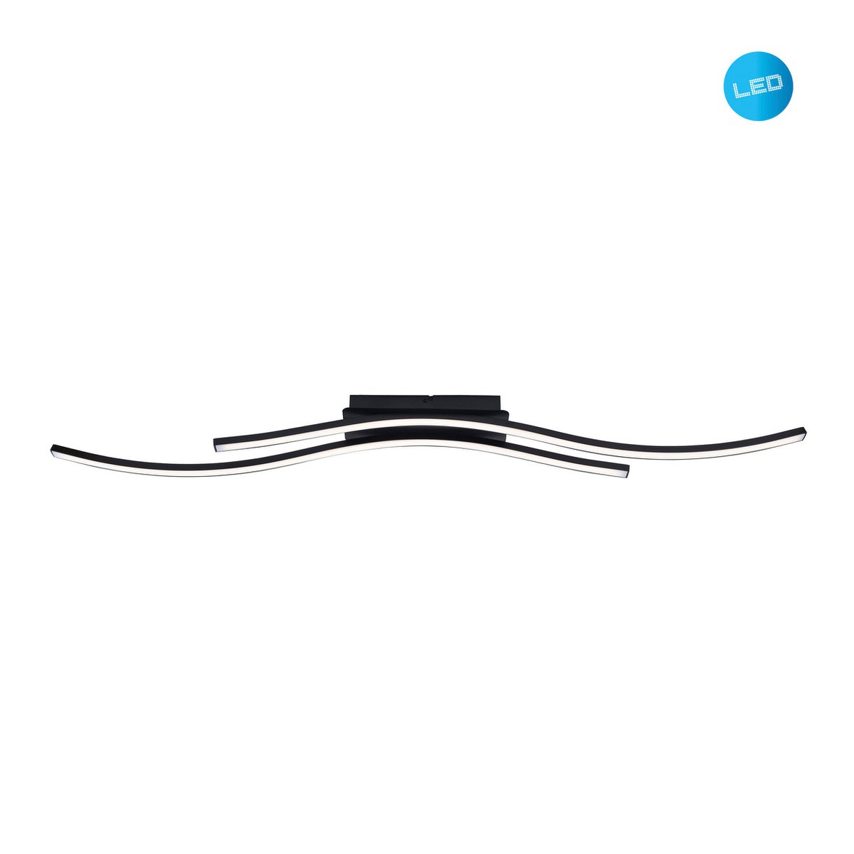 LED -plafondlamp "Onda", plafondlamp gemaakt van metaal en plastic in zwart, met stevig ingebouwde LED's, LED van het plafondlicht, 96 cm lang