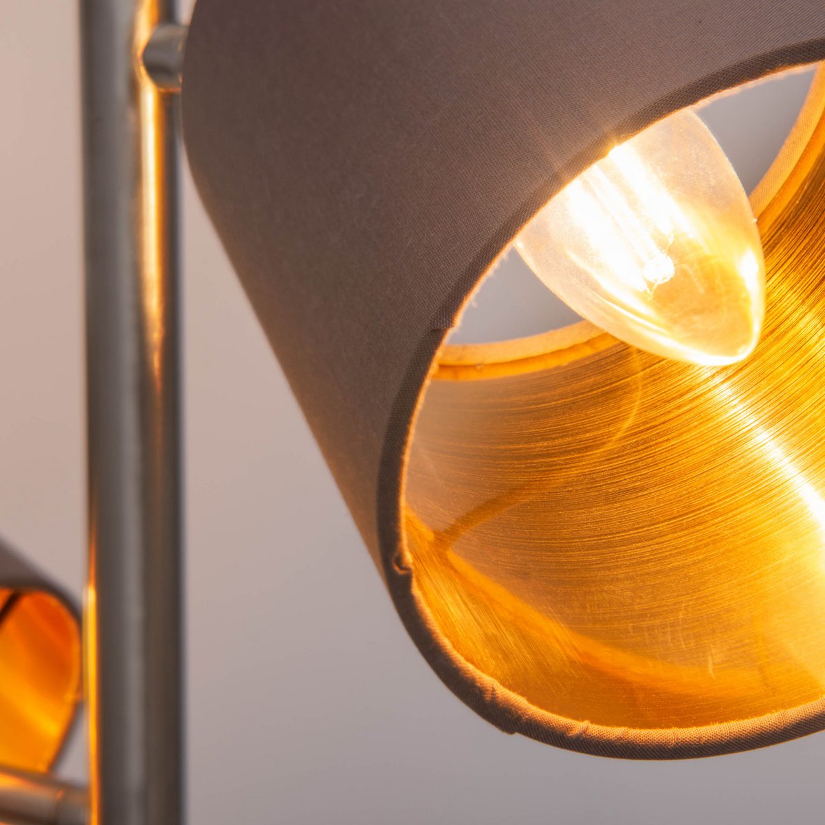 Staande lamp "maron" gemaakt van metalen satine-mat met stof paraplu's in bruin, met E14-aansluiting, voor eetkamer, woonkamer, gang of kantoor, lamp voor woonkamer, eetkamer, hal en kantoor, staande lamp in 153 cm High