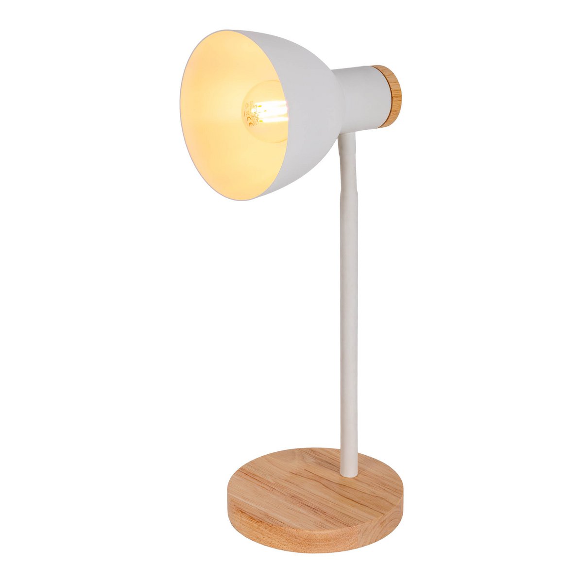 "Marie" bureaulamp gemaakt van metaal en hout, E14, wit, 36,5 cm hoog