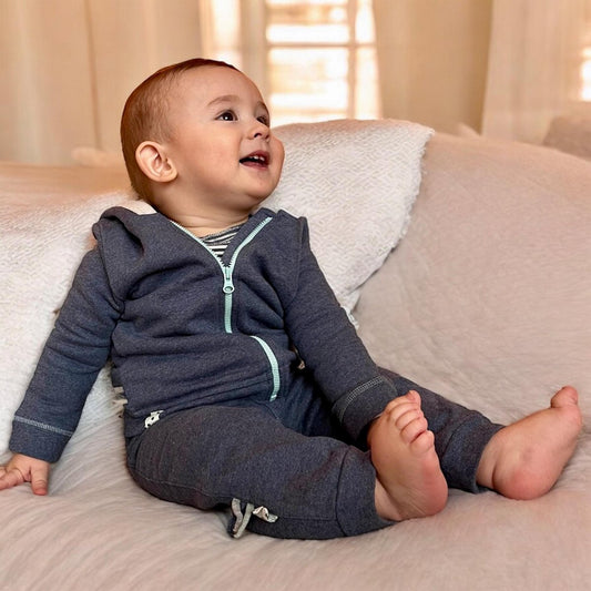 OrganicEra biologisch babyjack met capuchon, indigo