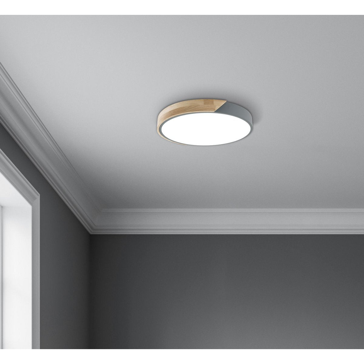 LED -plafondlamp "Borneo", Ø 31 cm gemaakt van metaal en plastic in grijs, geïntegreerde LED's, verlichting voor woonkamers, gang en kantoor