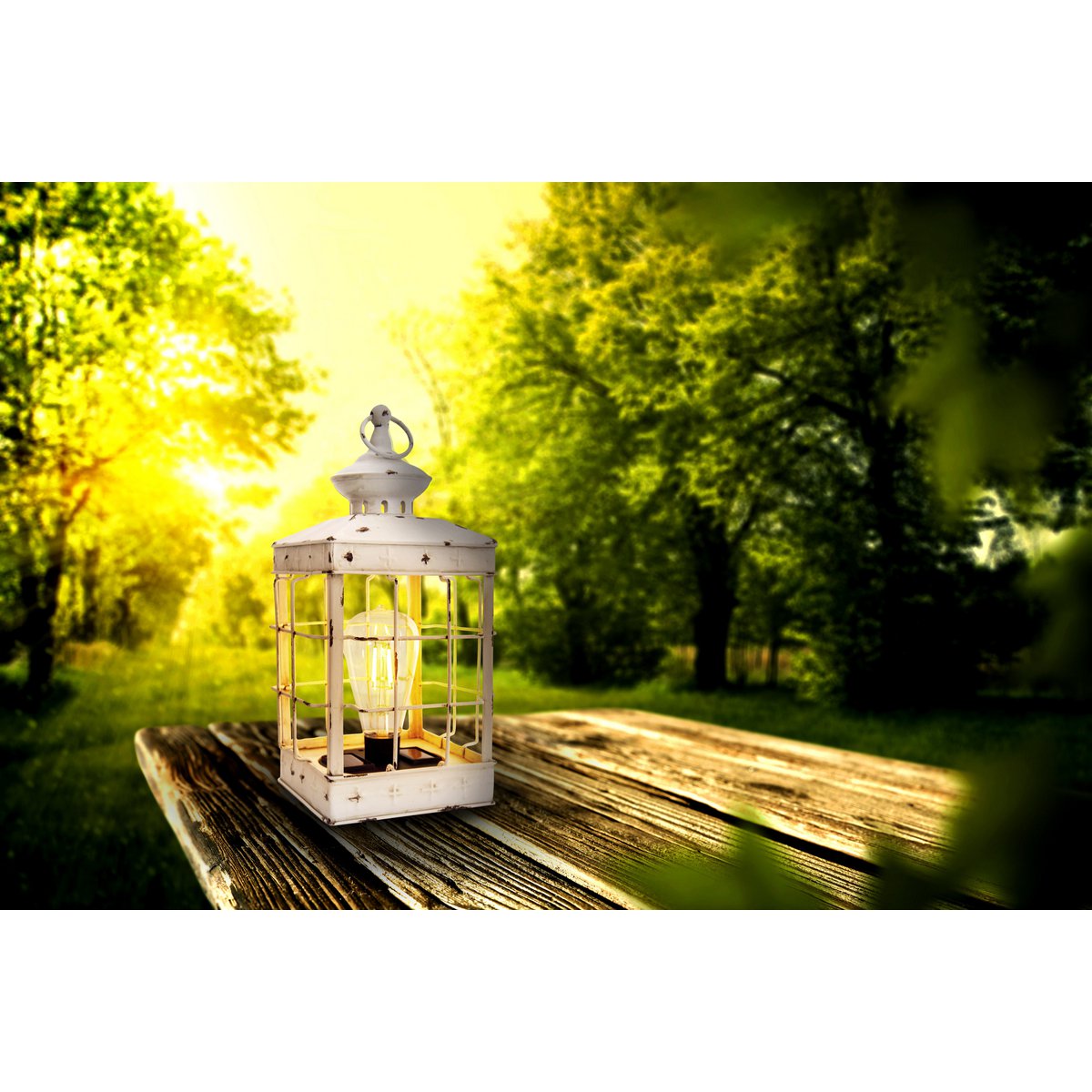 LED Decoratie Solar Light Lantern 31,5 cm hoog, antiek wit, gemaakt van metaal en plastic, LED geïntegreerd, voor buiten