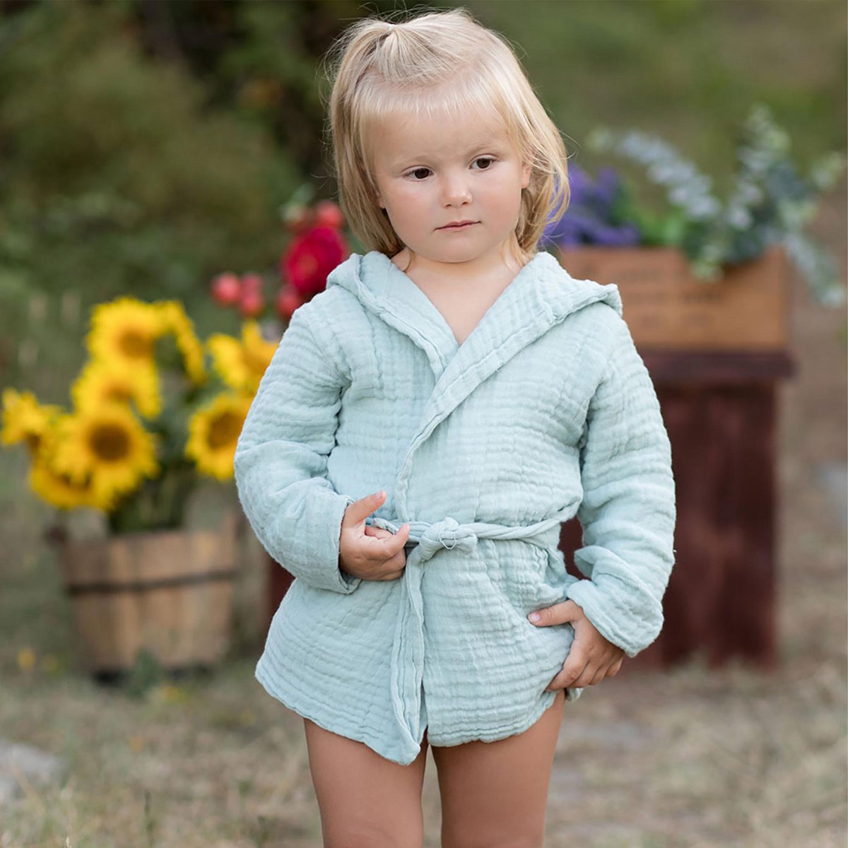 OrganicEra biologische mousseline badjas, 3-4 jaar, mint