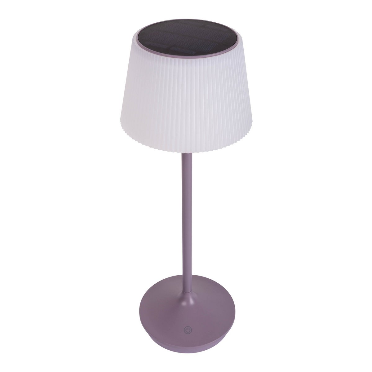 Zonne -batterijlamp "EMMI" 38 cm hoog, paraplu Ø 13 cm, metaal in bramen en wit plastic, voor de buitenruimte, dimable CCT.