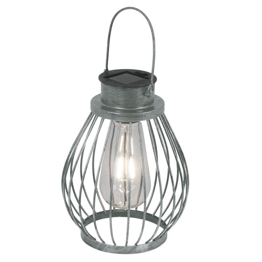 LED Decoratief zonnelampje 21,5 cm hoog, voor buiten, gemaakt van metaal, glas en plastic, zilver, met stevig ingebouwd