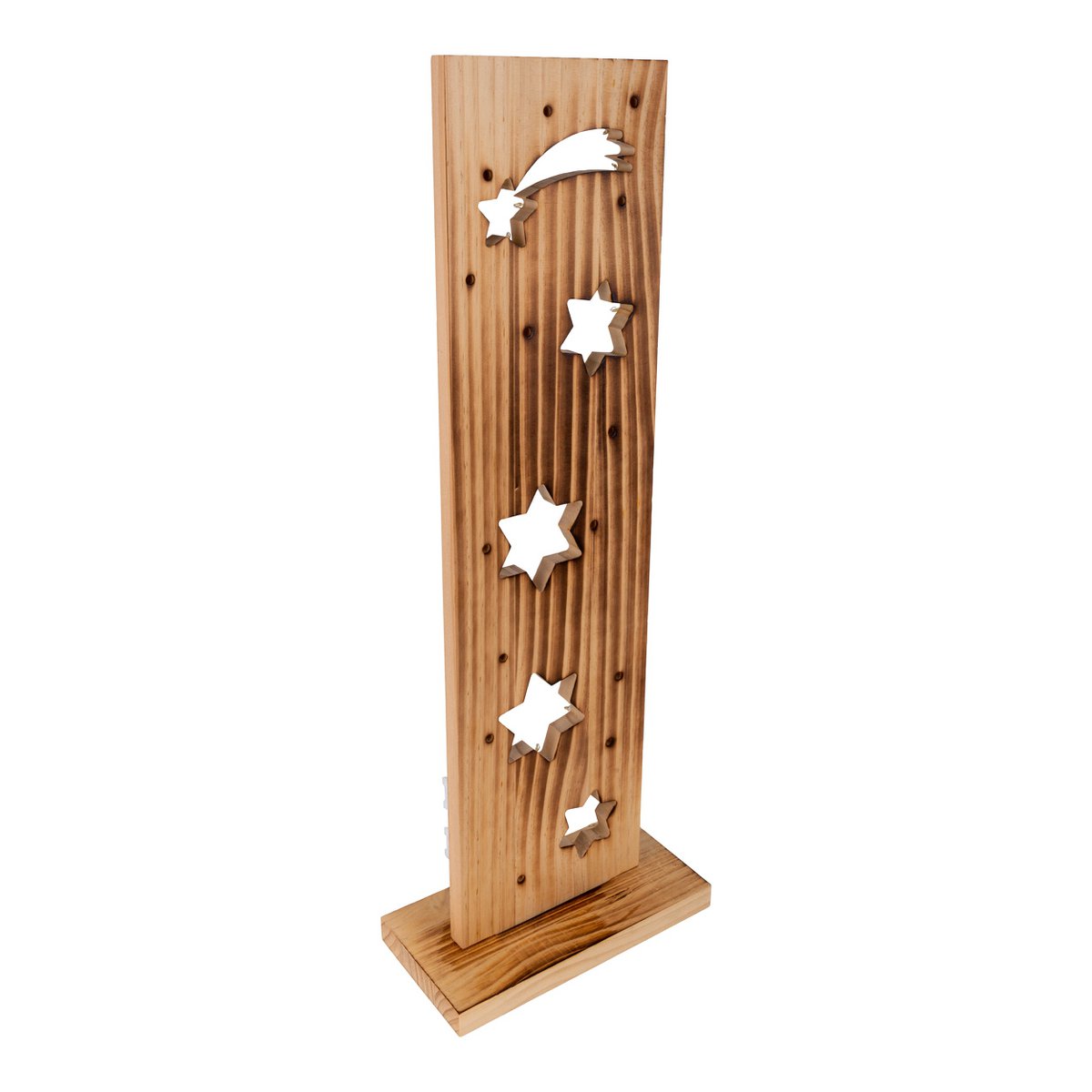 Led Wood Decolum "Stars", gemaakt van natuurlijk hout met vaste LED's, kerstdecoratie voor buiten
