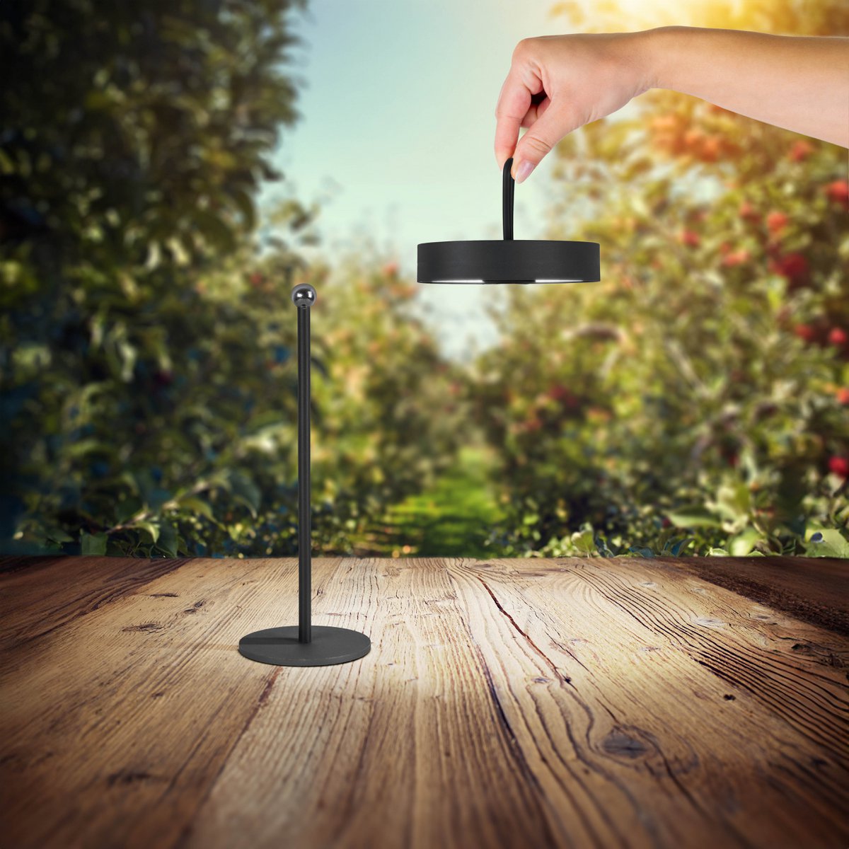 LED -batterijlamp magnetisch "Ella" voor buiten en binnen, gemaakt van metaal en plastic in zwart, 35 cm hoog