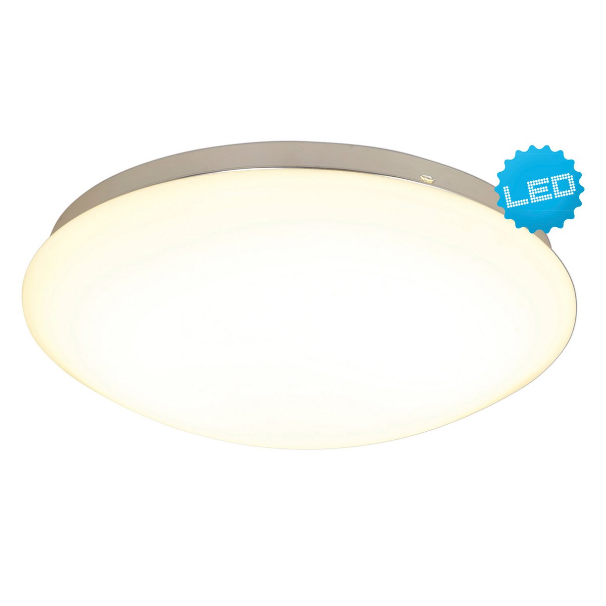 LED -plafondlamp gemaakt van metaal en glas in het wit, met stevig ingebouwde LED's Ø ca. 34 cm.