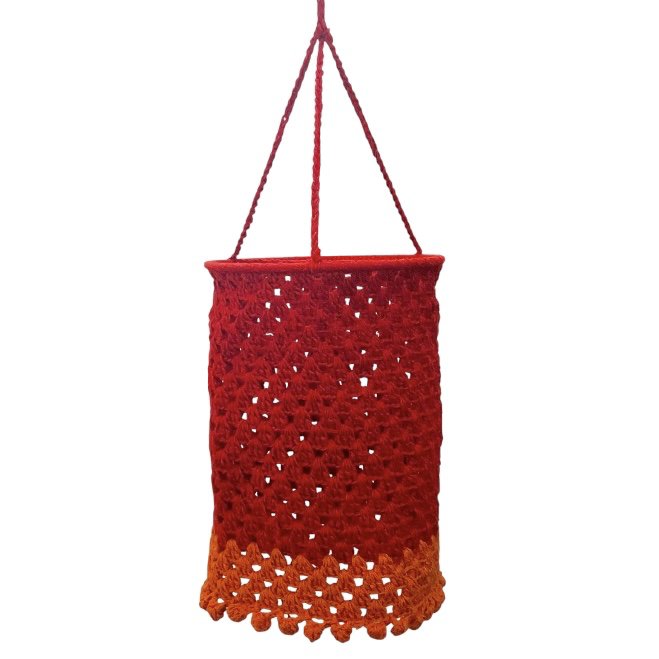 Luna -Leena Lampion Crochet - Rood - Organisch katoen - Handhaak in Nepal