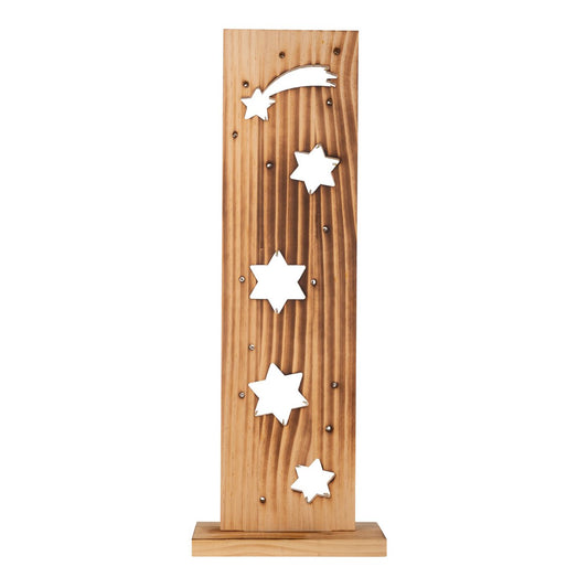 Led Wood Decolum "Stars", gemaakt van natuurlijk hout met vaste LED's, kerstdecoratie voor buiten