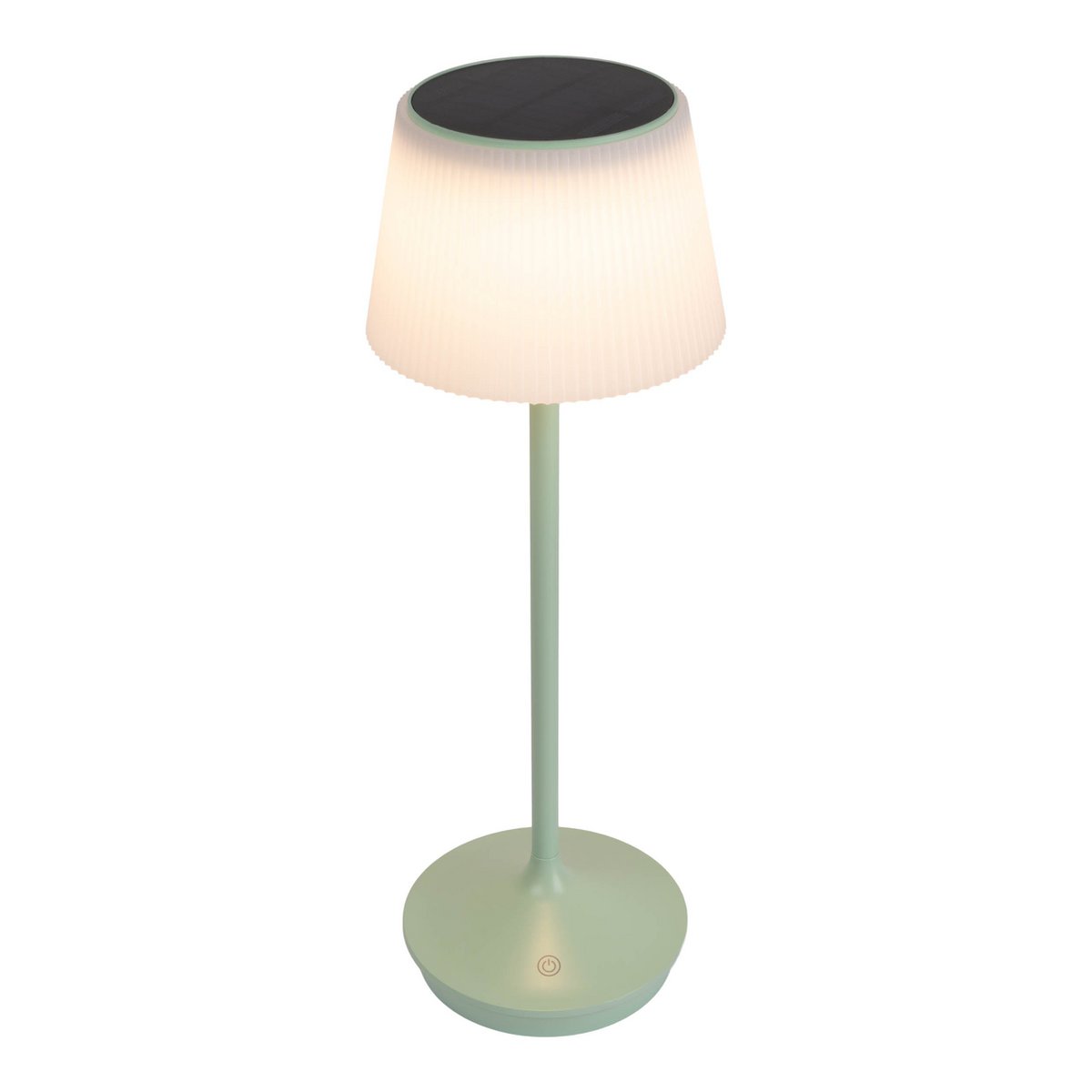 Zonne -batterijlamp "EMMI" 38 cm hoog, paraplu Ø 13 cm, metaal in mint en wit plastic, voor de buitenruimte, dimable CCT.