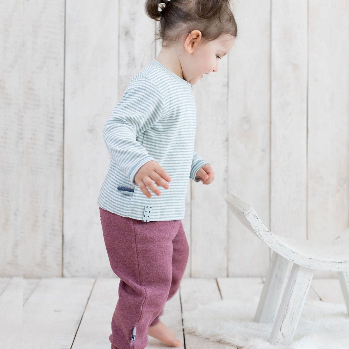 OrganicEra biologische baby-l/s-t-shirt, aqua gestreept