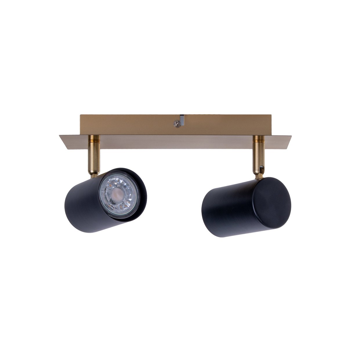 Muur- en plafondlamp met 2 zitplaatsen "Frida" in metalen zwart / goud, plafond schijnwerpers, GU10, plafondlamp voor eetkamer, woonkamer, gang of kantoor, 24 cm lang