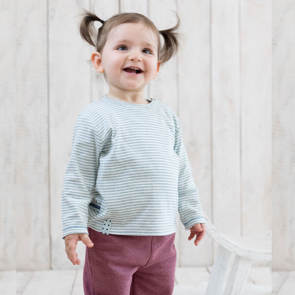 OrganicEra biologische baby-l/s-t-shirt, aqua gestreept