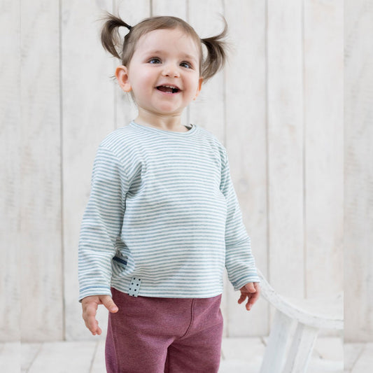 OrganicEra biologische baby-l/s-t-shirt, aqua gestreept