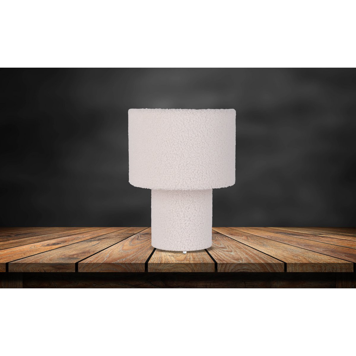 Tabellamp "Fluffy" met tekstbladen en voet in wit, E27, ca. 31 cm hoog