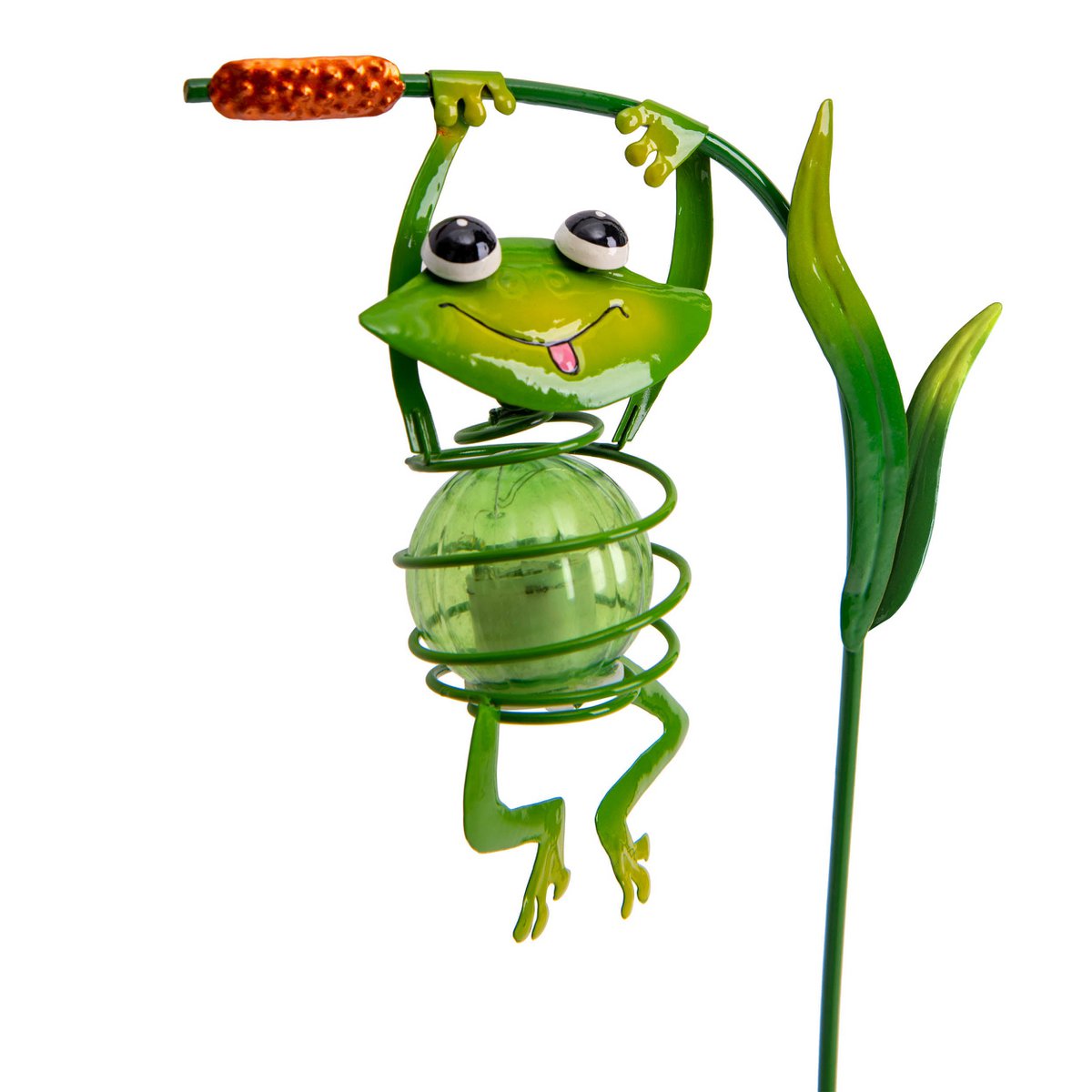 2 Set Solar-Deco Hanglight "Frosch" ca. 20 en 66 cm hoog, gemaakt van geschilderd. Dawn Sensor;