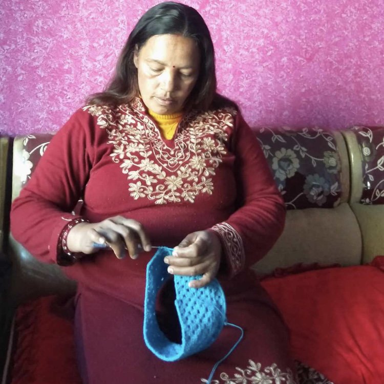 Luna -Leena Lampion Crochet - Turquoise - Organisch katoen - Handhaak in Nepal