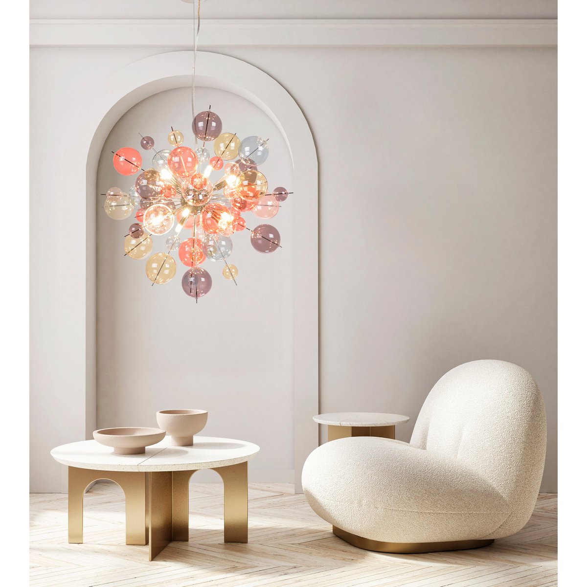 Hanger lamp "explosie" pastelkleuren