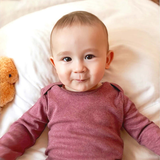 OrganicEra biologische babyrompertje met lange mouwen, bordeaux