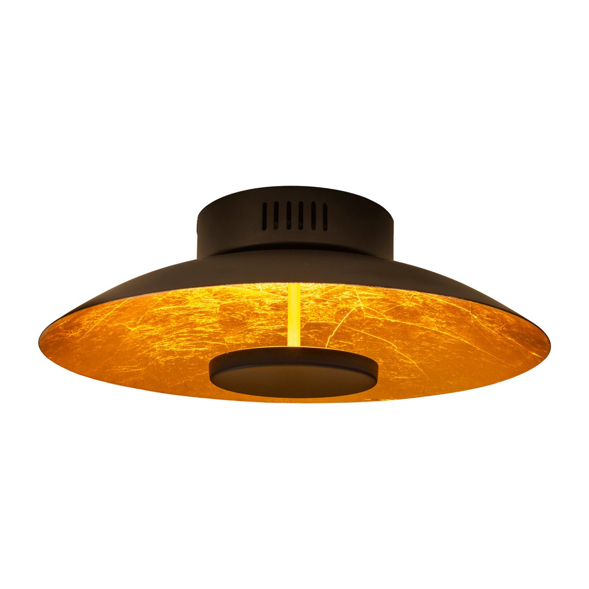 LED -plafondlamp "Firenze" metalen plafondlamp in zwart en goud, stevig geïnstalleerd, verlichting voor woonkamer, kantoor of de toegangsstang van 30 cm diameter