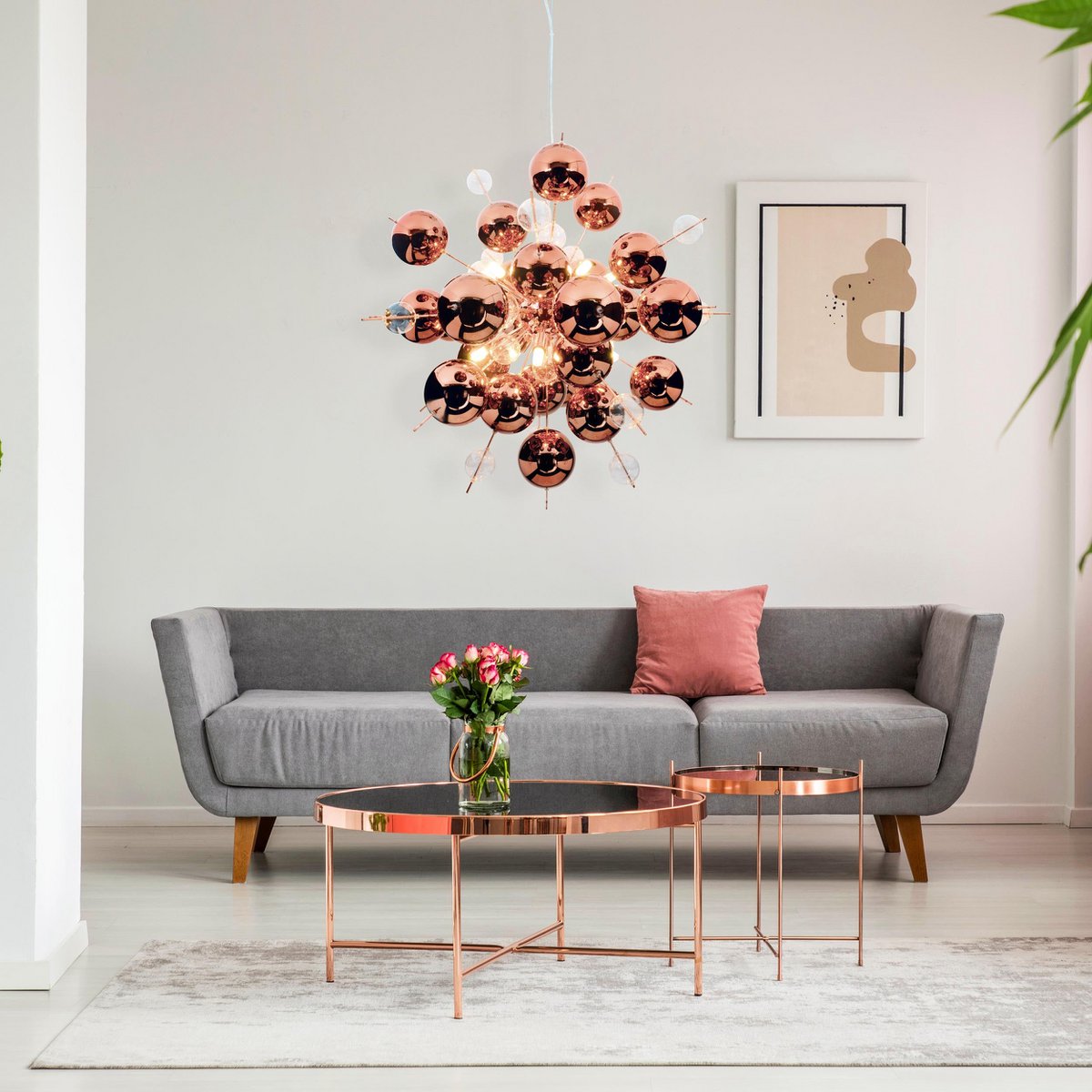 Hanger lamp "explosie" van metaal en glas, G9 -versies, hangende lamp voor eetkamer, woonkamer, gang of kantoor, Øca. 65 cm