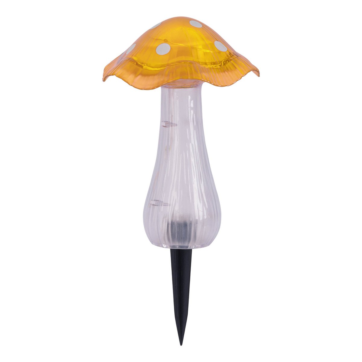 Zonne -decoratieve spiesjes zetten "mantar" Ø 13 cm, 29 cm hoog, transparant plastic in rood, geel en heldere, geïntegreerde LED's, koud wit "