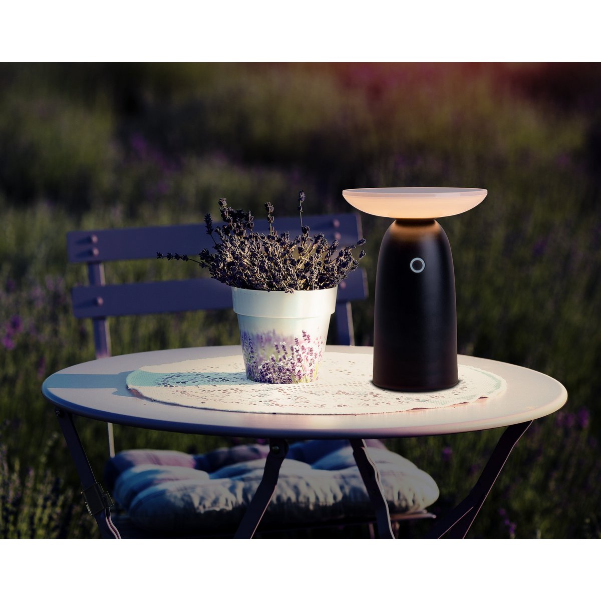 LED Solar Light "ADA" zwart voor buiten, LED -tafellamp gemaakt van metaal en plastic 22,5 x 16 cm