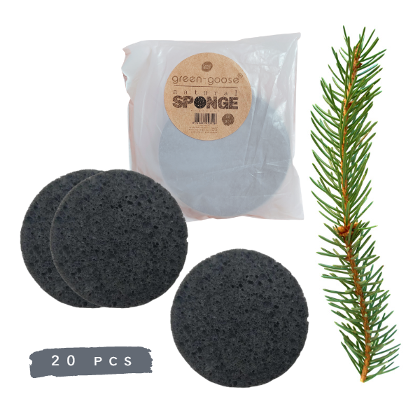 green-goose Bamboe Houtskool Cellulose Sponsjes - 20 Stuks