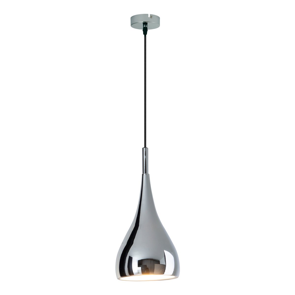 Hanger Lamp "Style", retro klassiek, hanglamp gemaakt van chroom-glanzend metaal met E27-aansluiting, paraplu Ø15 cm, ideaal voor eetkamer, woonkamer en keuken.