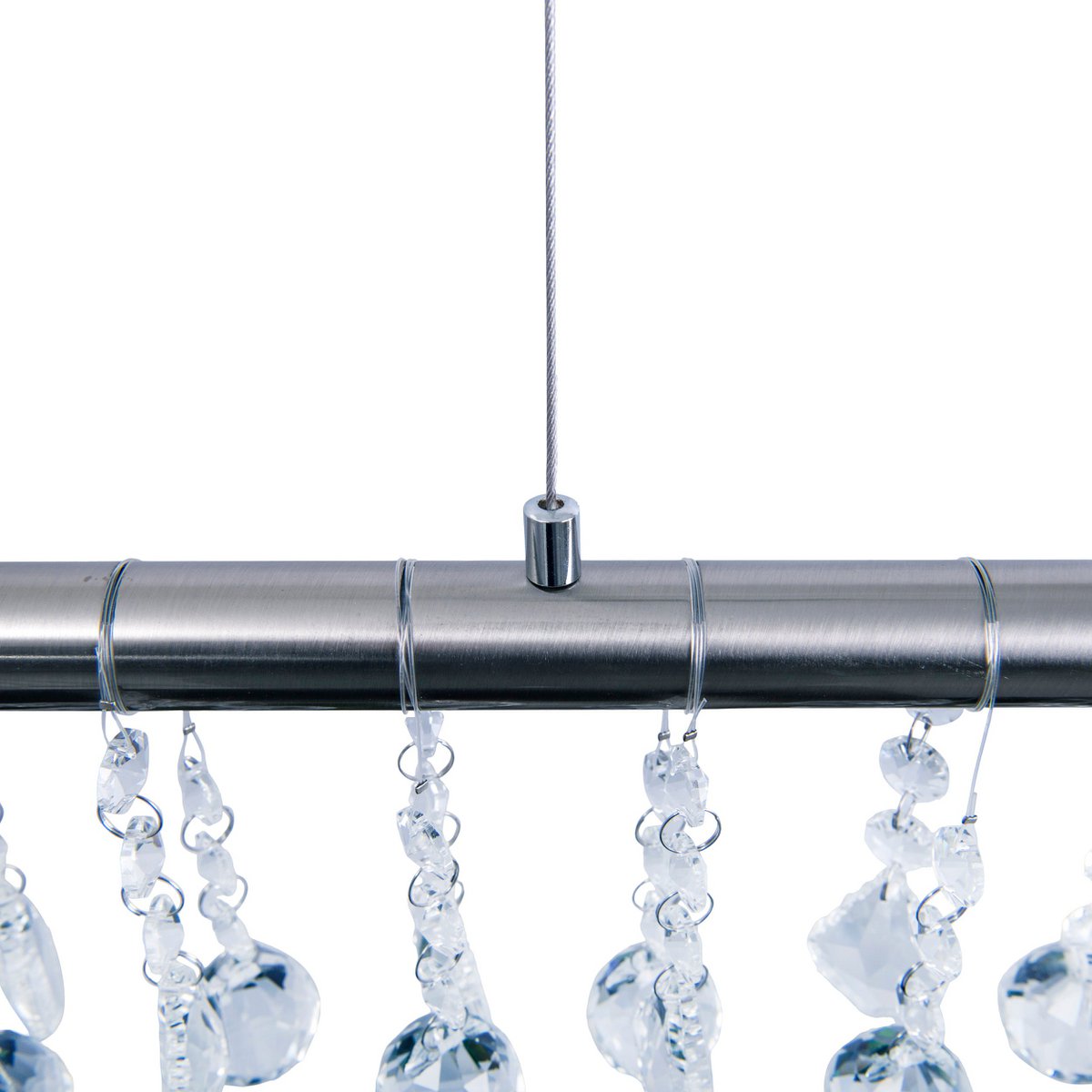 Led hanglamp "nobilis" lengte ongeveer 100 cm, gemaakt van metaal en plastic in satijnnikkel, met stevig ingebouwde LED's, verlichting voor woonkamer, eetkamer of kantoor