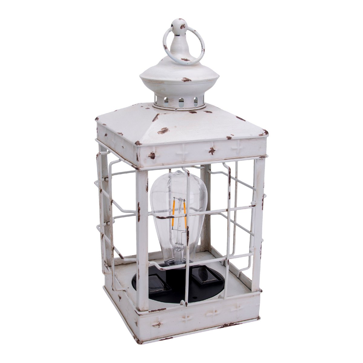 LED Decoratie Solar Light Lantern 31,5 cm hoog, antiek wit, gemaakt van metaal en plastic, LED geïntegreerd, voor buiten