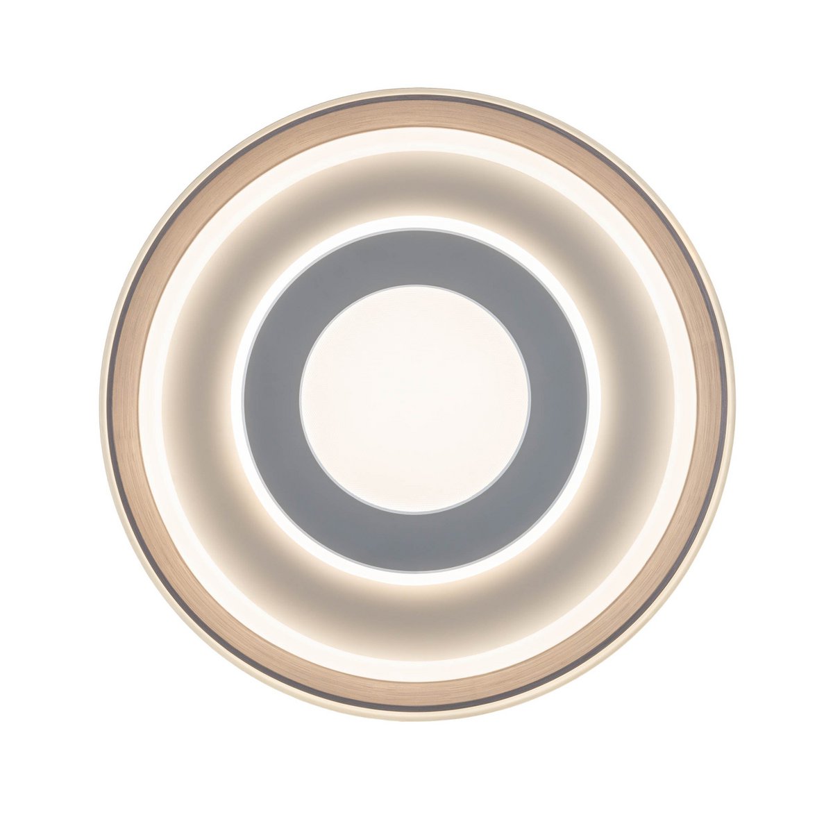 LED-plafondlamp "Doira" Ø 50,5 cm, 7,5 cm hoog, metaal en plastic in zilver en wit, geïntegreerde LED's, 3600 lm licht licht, dimable, CCT-functie 3000-6500 K, nachtlichtfunctie