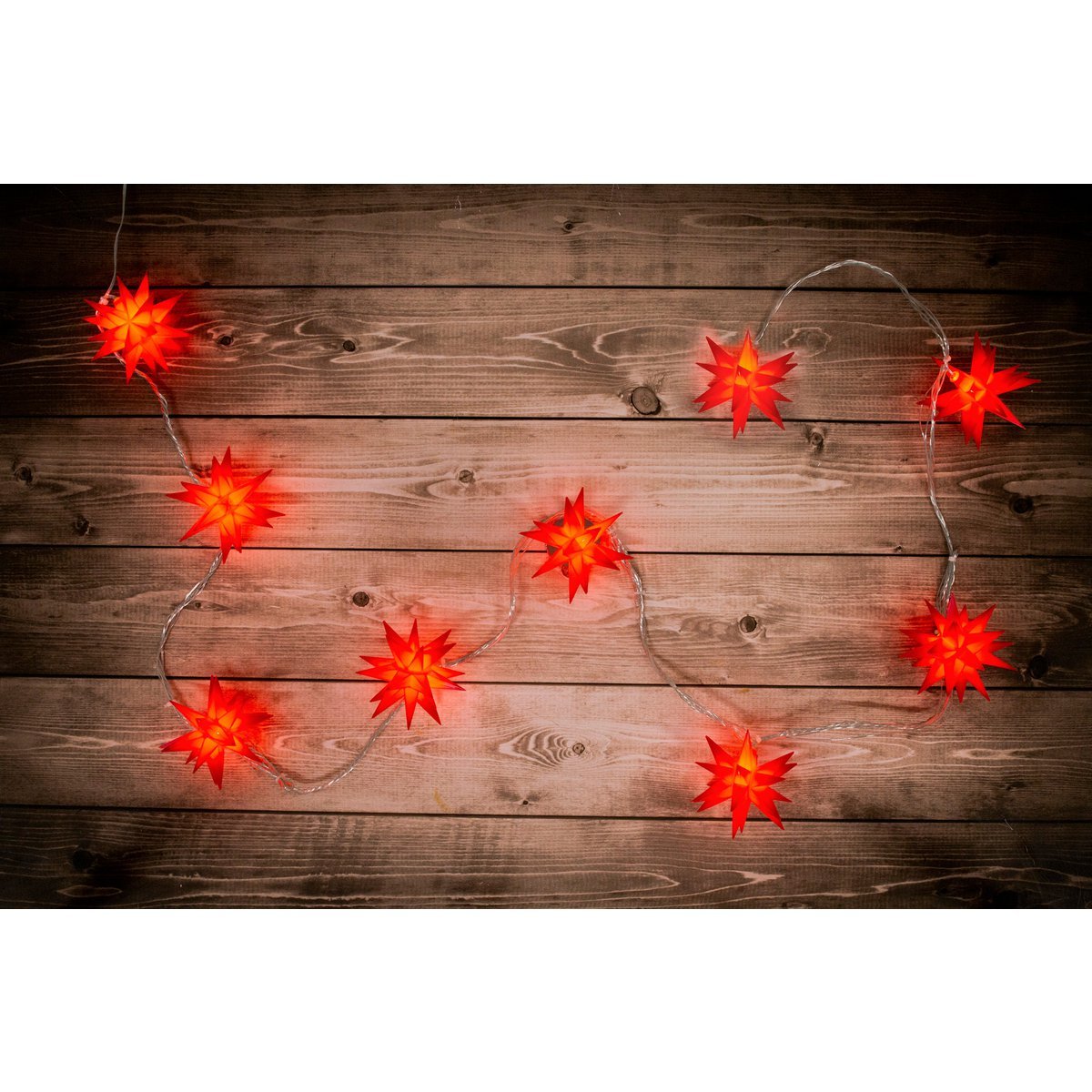 9er buiten LED Kerstmis lichte keten 3D-sterren / Xmas Lights-Red