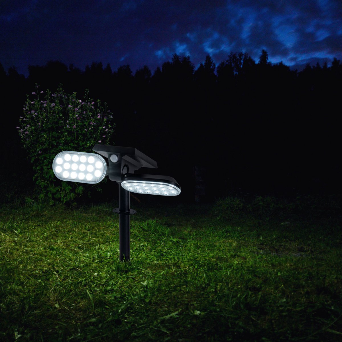 LED Solar Spotlights "Paco" voor de buitenruimte met een permanent ingebouwde LED, zonne-energie en spit gemaakt van plastic in zwart, hoogte 31,9 cm