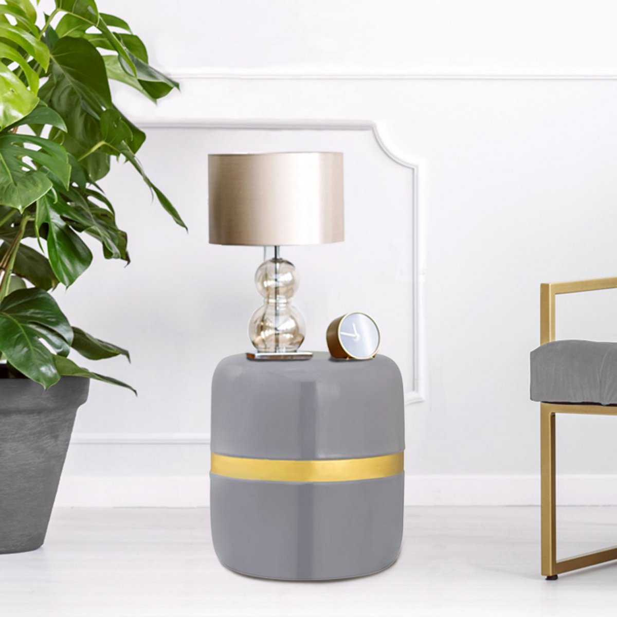 Decotisch tafeltafel rond Ø 34 uur 36 cm lamptafel soft beverley tafel metaal en glazuur