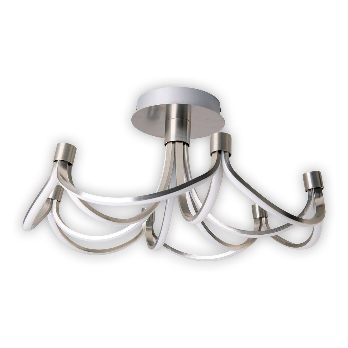 LED -plafondlamp "festival" Ø 60 cm, metalen nikkel mat en plastic, stevig gebouwd -in LED's, verlichting voor woonkamer, eetkamer, kantoor of gang