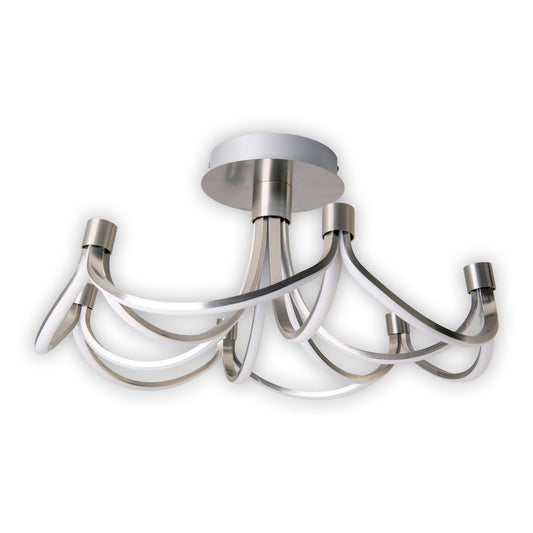 LED -plafondlamp "festival" Ø 60 cm, metalen nikkel mat en plastic, stevig gebouwd -in LED's, verlichting voor woonkamer, eetkamer, kantoor of gang