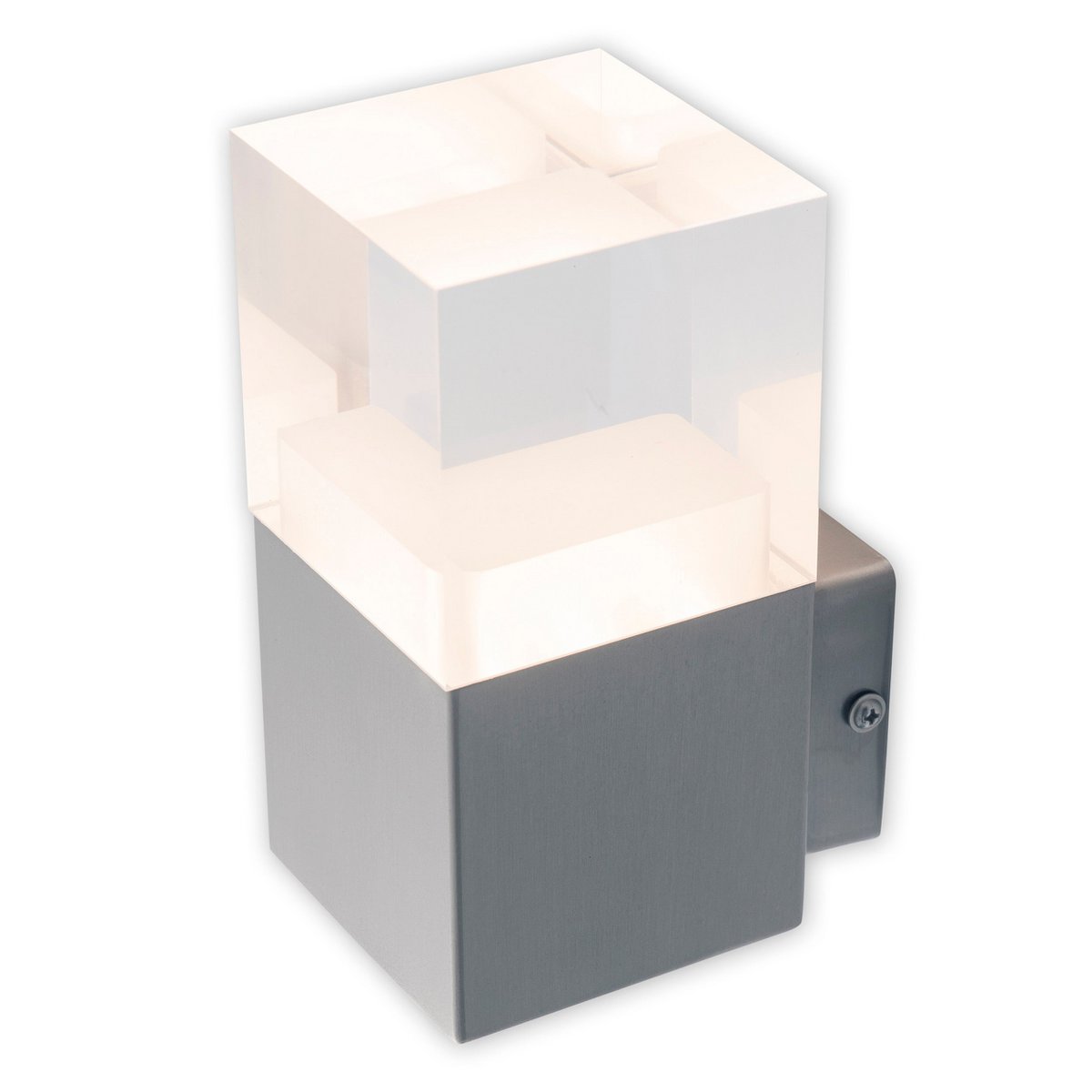 LED externe wandlamp "Leah" gemaakt van metaal en plastic in stalen blanke, geïntegreerde LED