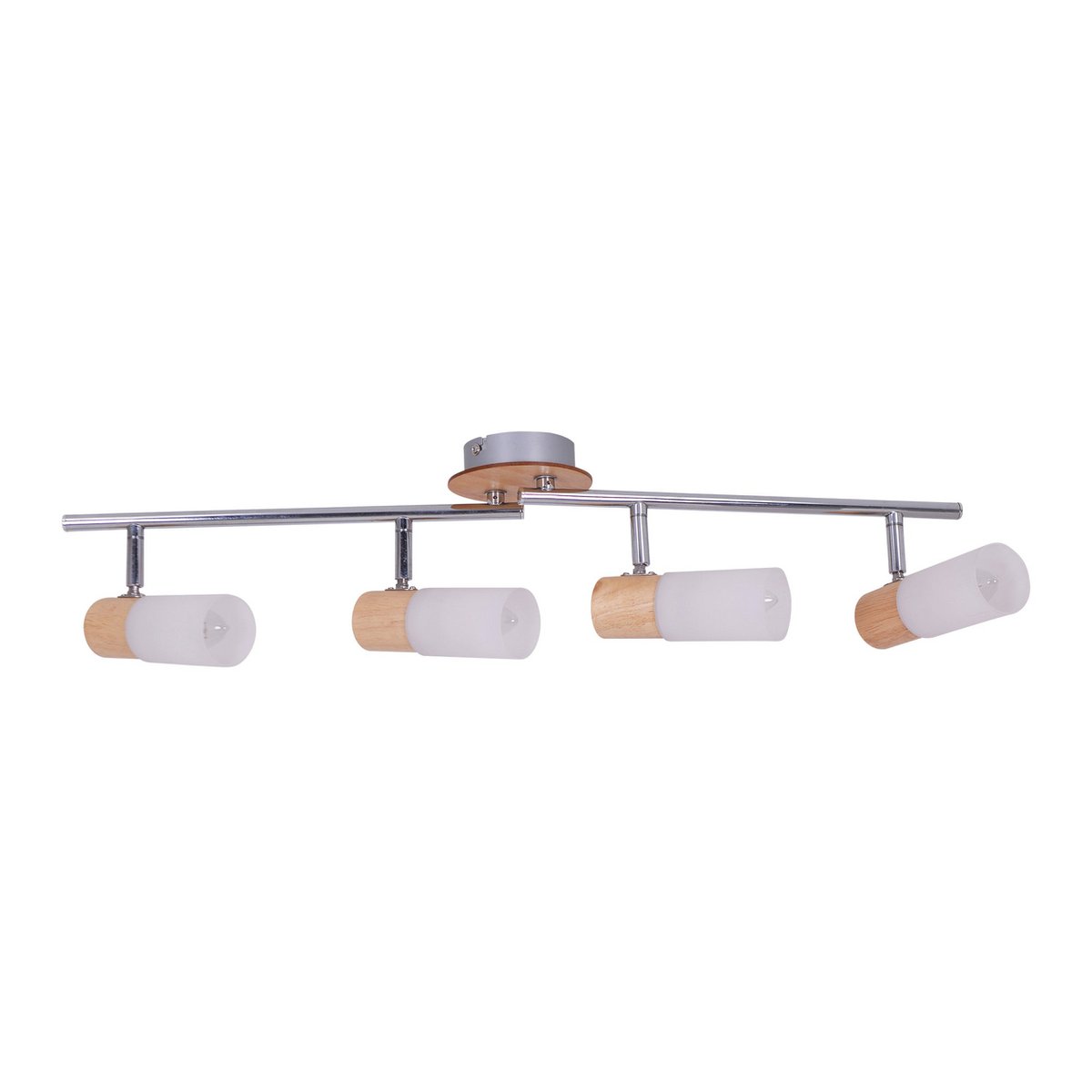 4 Wandplafondspot "Todtnau", metaal, hout en plastic, 60 cm lang